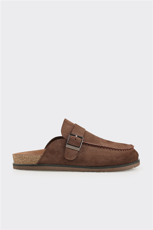 Kahve Deri Erkek Terlik