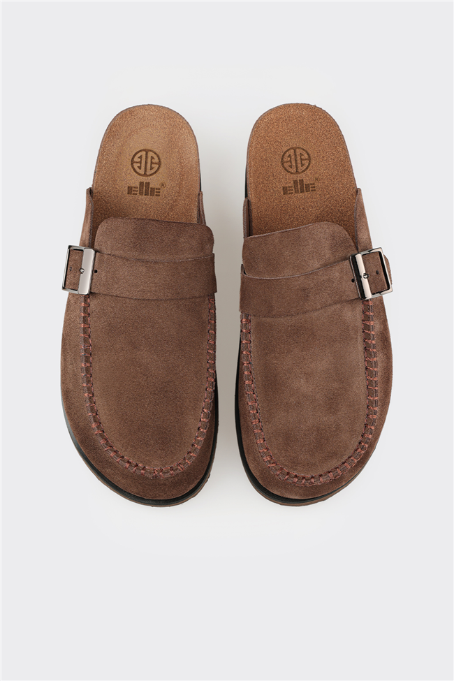 Kahve Deri Erkek Terlik