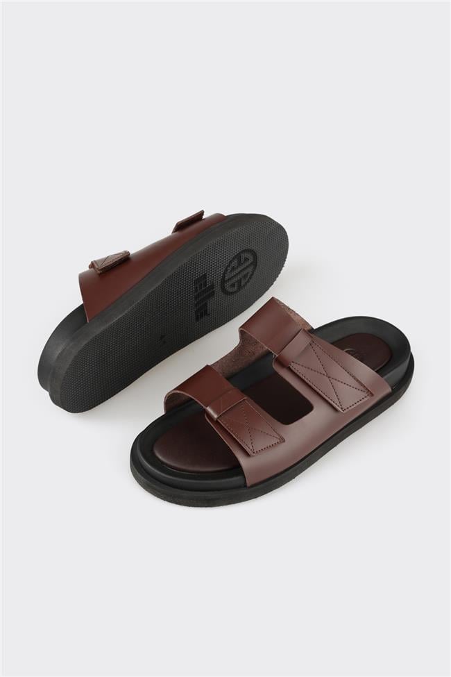 Kahve Deri Erkek Terlik