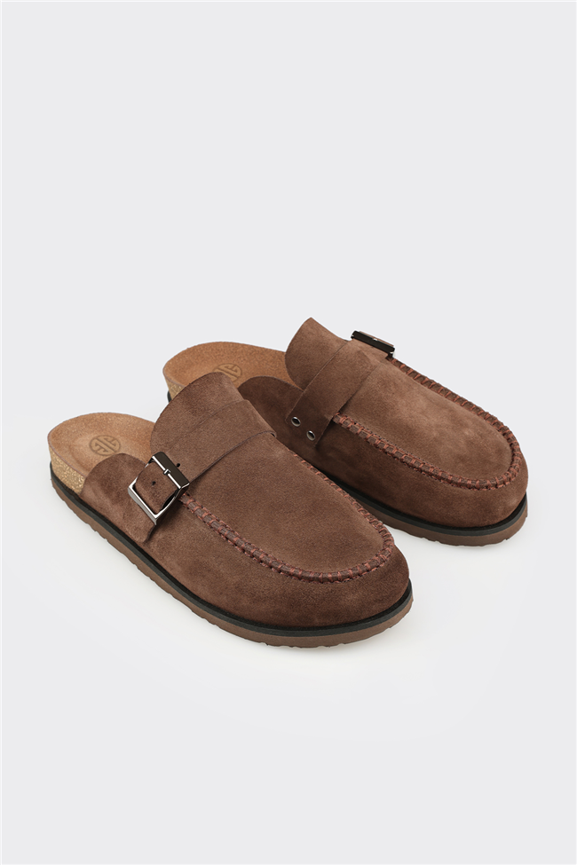 Kahve Deri Erkek Terlik