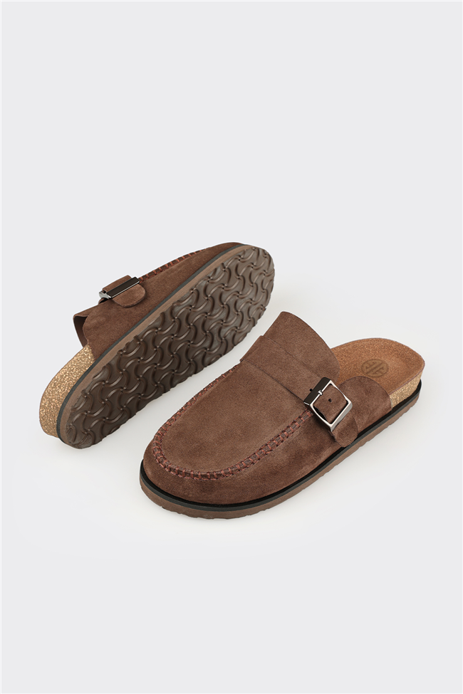 Kahve Deri Erkek Terlik