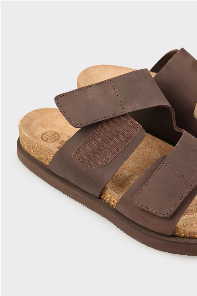 Kahve Deri Erkek Terlik