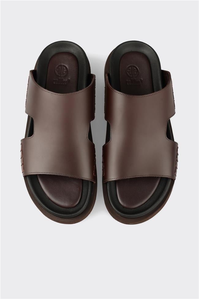 Kahve Deri Erkek Terlik