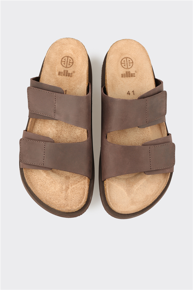 Kahve Deri Erkek Terlik