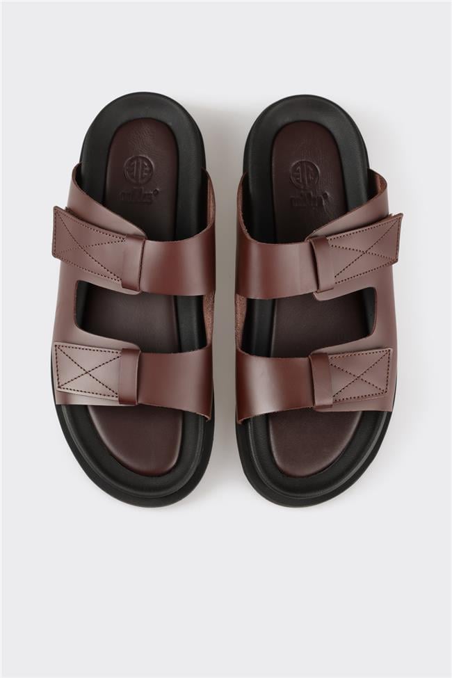 Kahve Deri Erkek Terlik