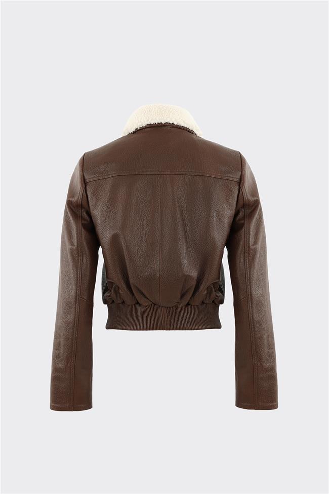 Kahve Deri Kadın Ceket