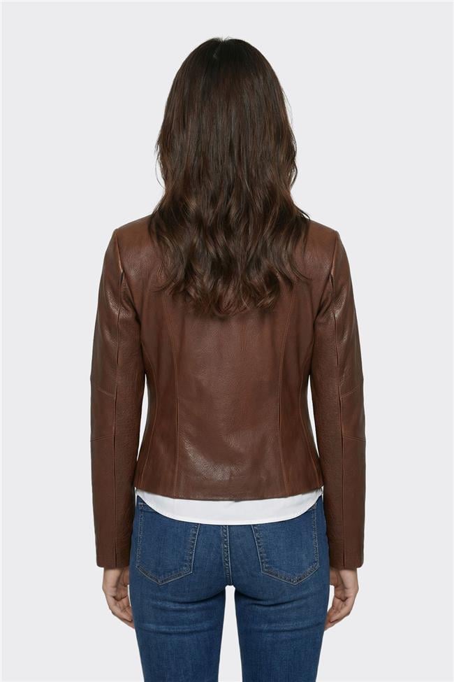 Kahve Deri Kadın Ceket