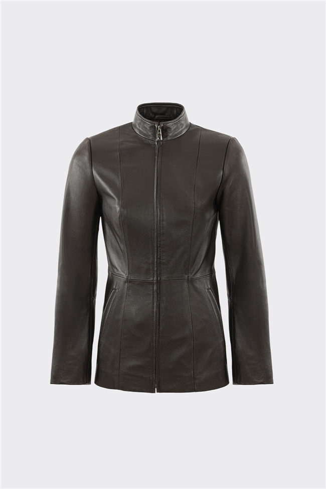 Kahve Deri Kadın Ceket