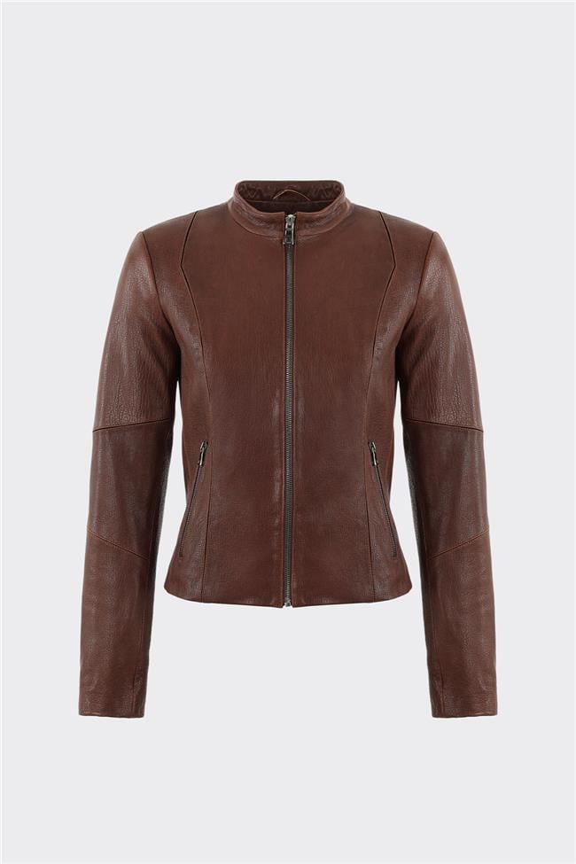Kahve Deri Kadın Ceket