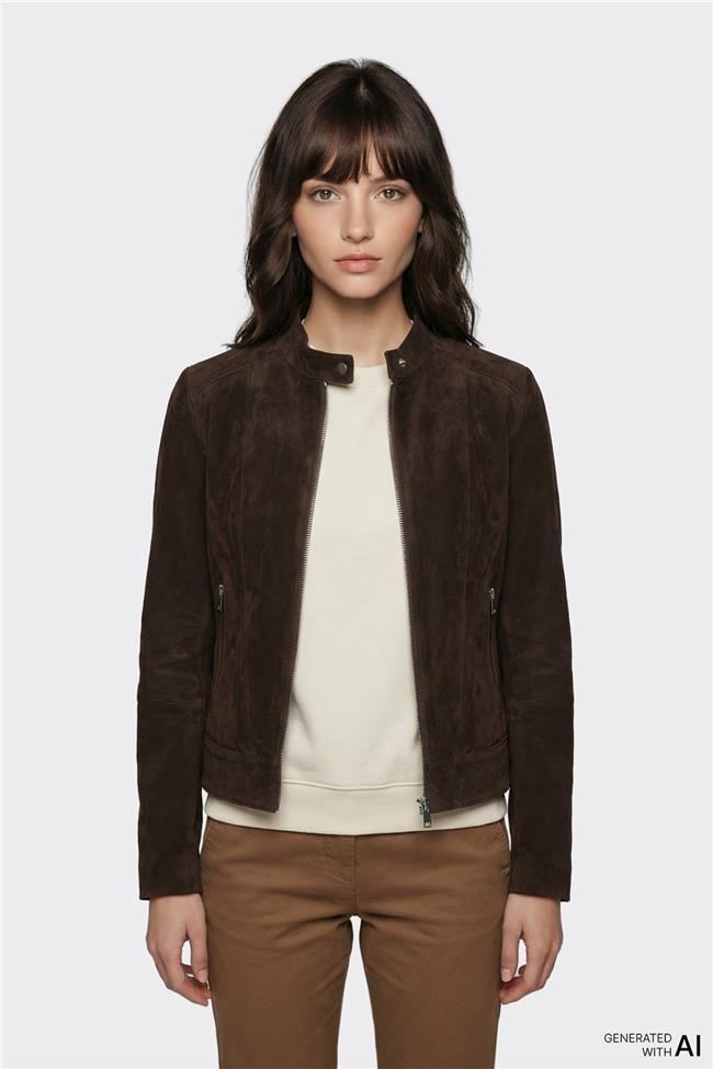 Kahve Deri Kadın Ceket