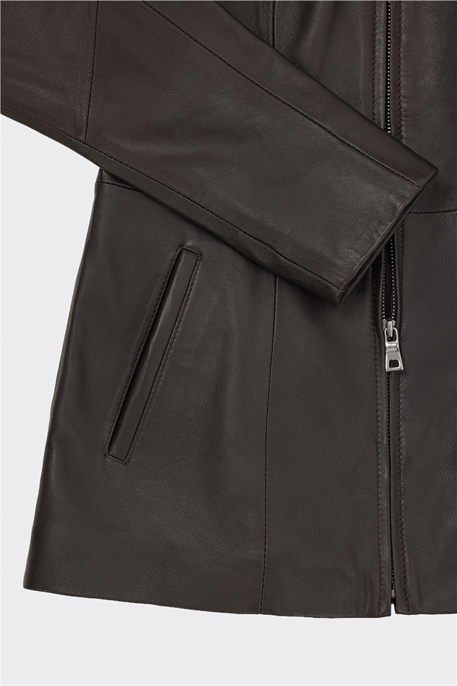 Kahve Deri Kadın Ceket