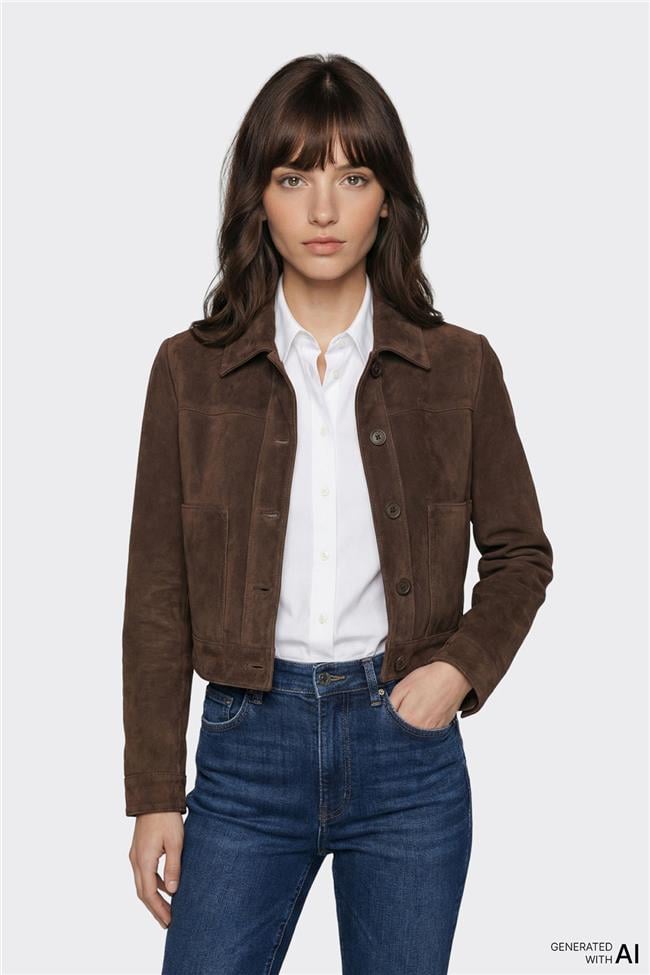 Kahve Deri Kadın Ceket