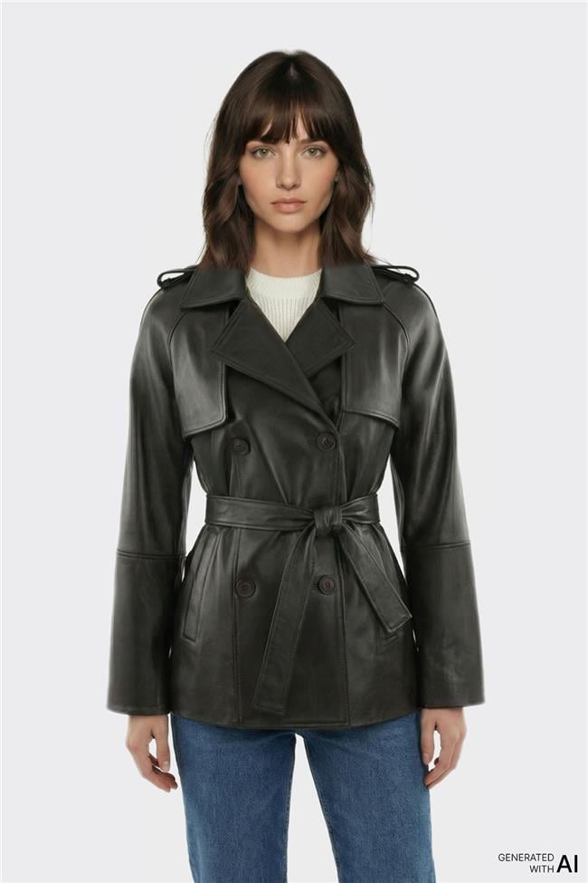 Kahve Deri Kadın Ceket