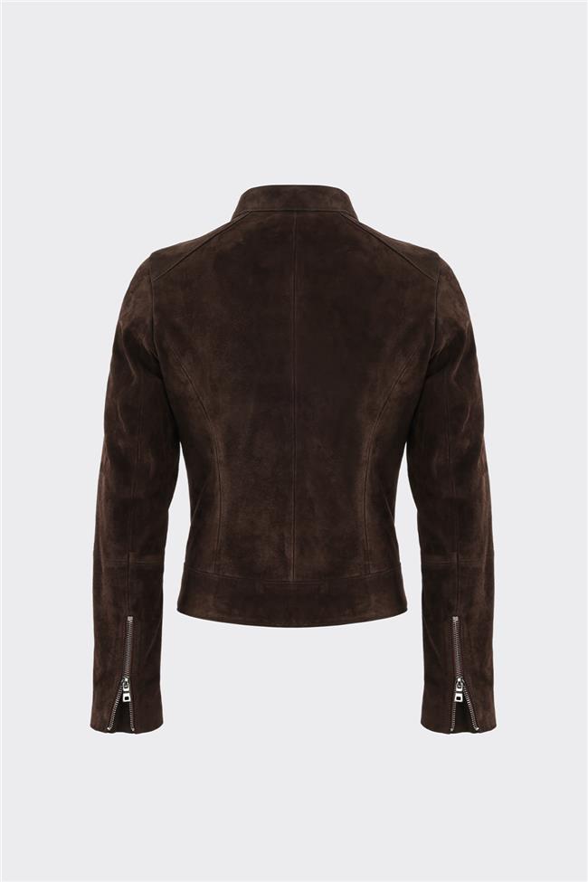 Kahve Deri Kadın Ceket