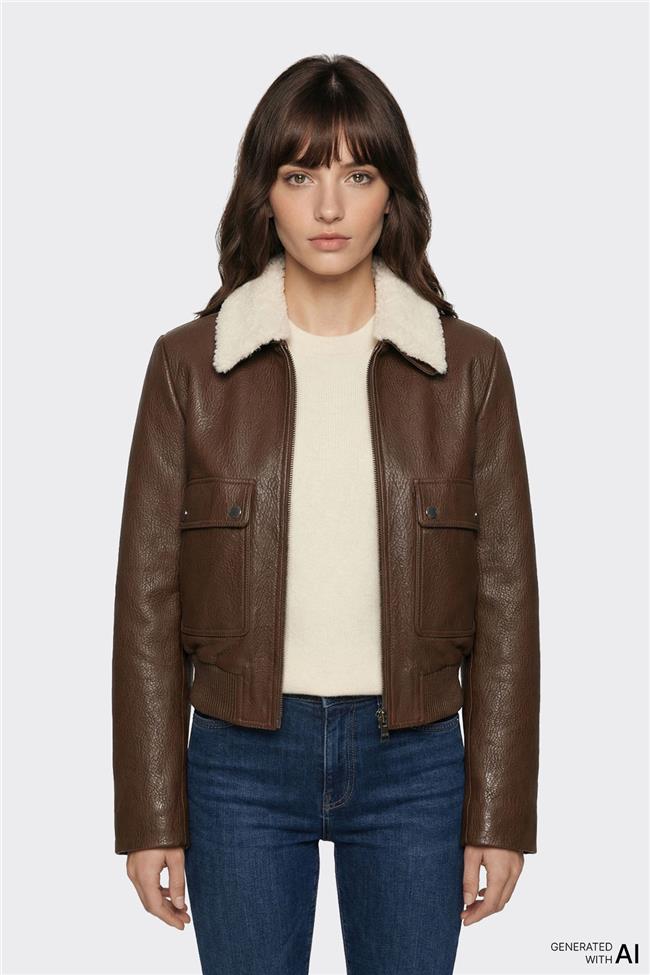 Kahve Deri Kadın Ceket