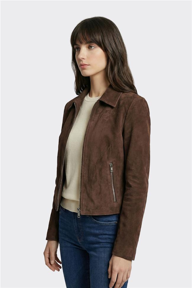 Kahve Deri Kadın Ceket