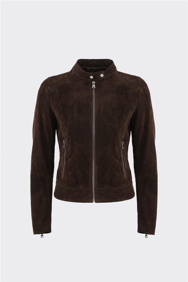 Kahve Deri Kadın Ceket