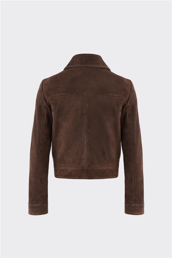 Kahve Deri Kadın Ceket