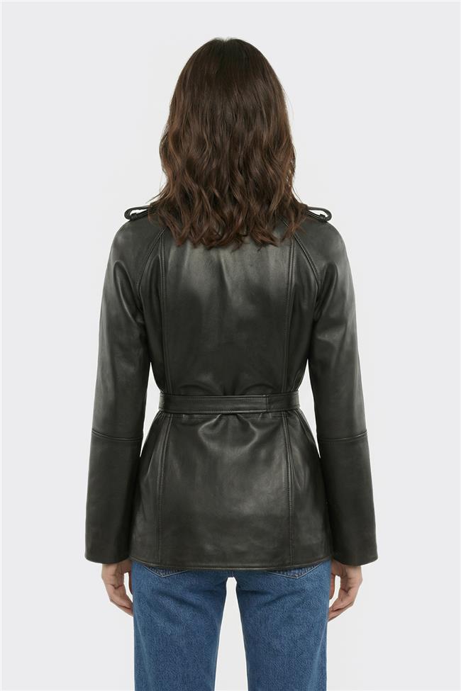 Kahve Deri Kadın Ceket