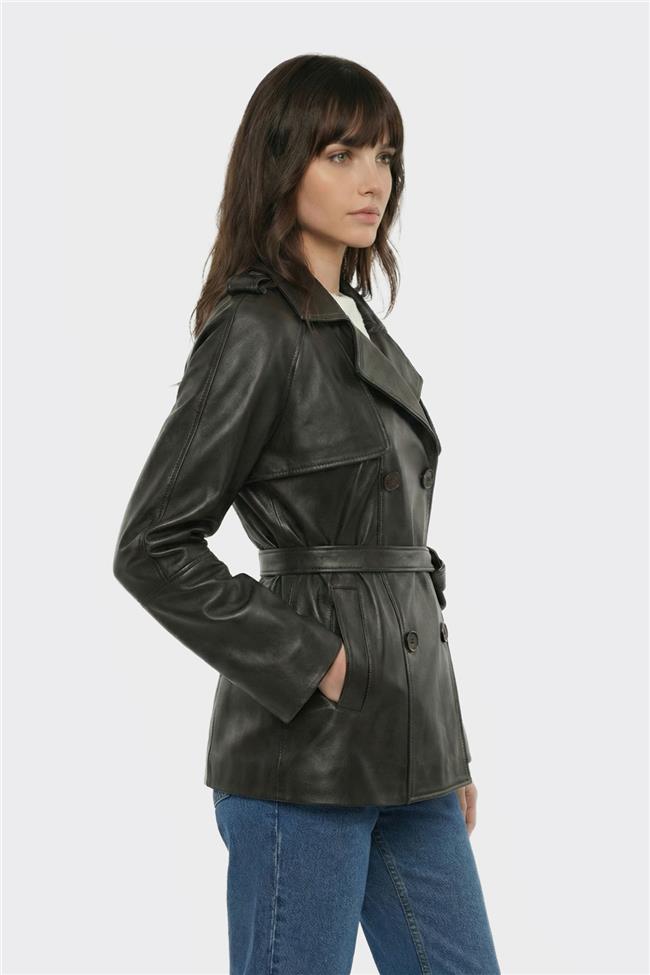 Kahve Deri Kadın Ceket