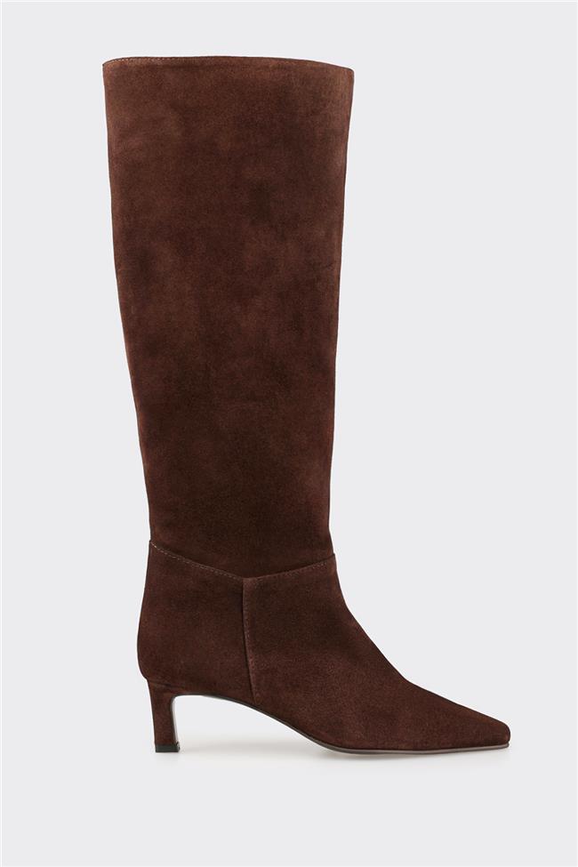 Kahve Deri Kadın Çizme