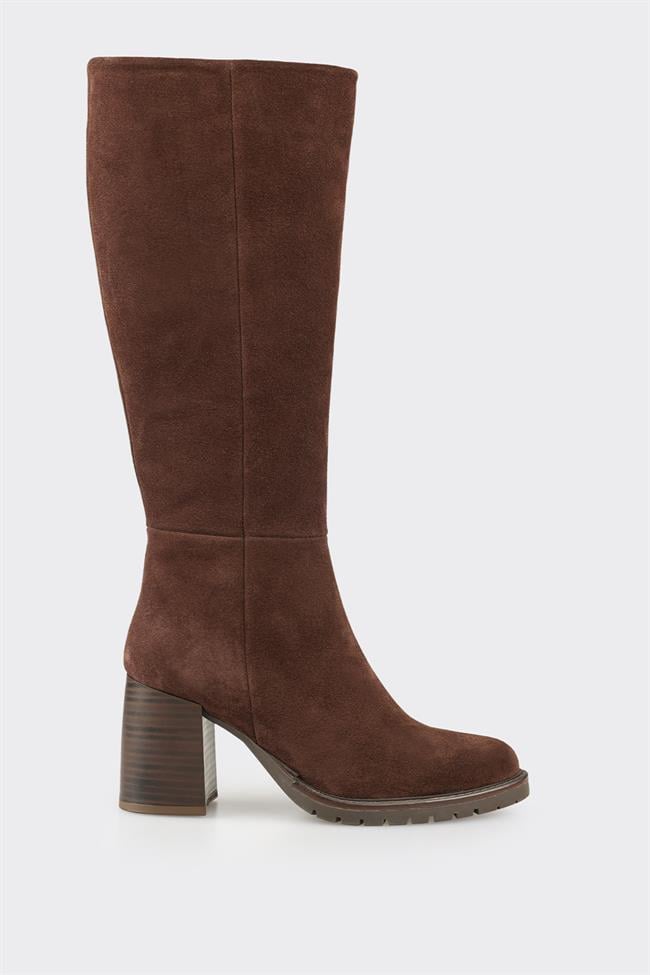 Kahve Deri Kadın Çizme