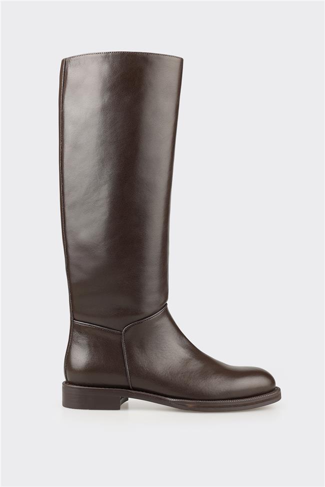 Kahve Deri Kadın Çizme