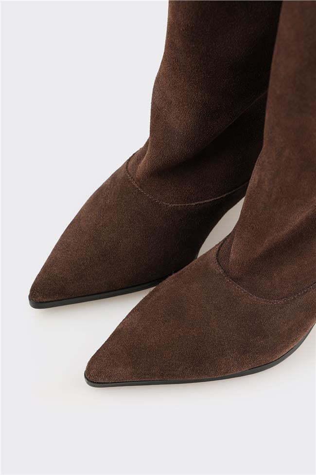 Kahve Deri Kadın Çizme