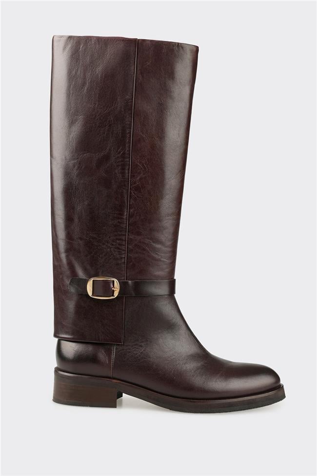 Kahve Deri Kadın Çizme