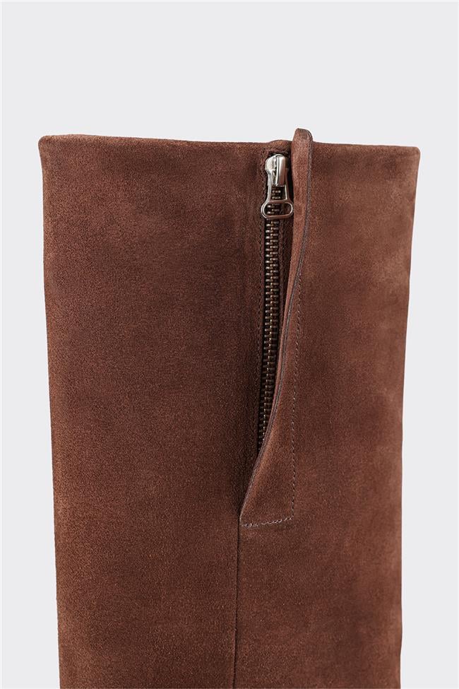 Kahve Deri Kadın Çizme