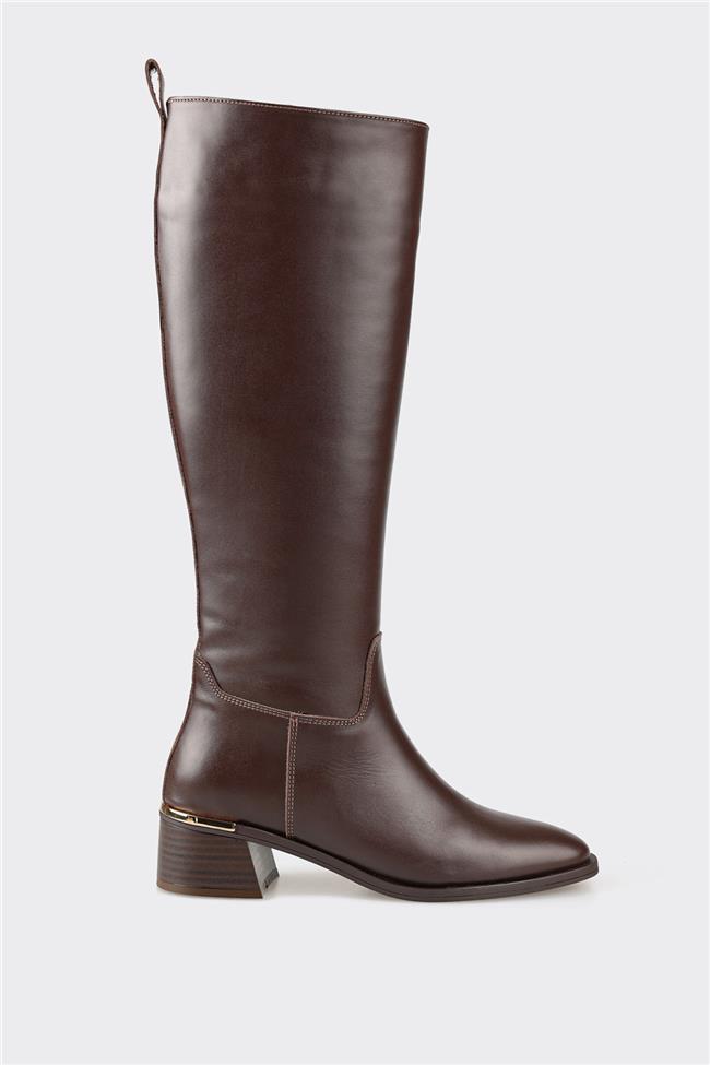 Kahve Deri Kadın Çizme