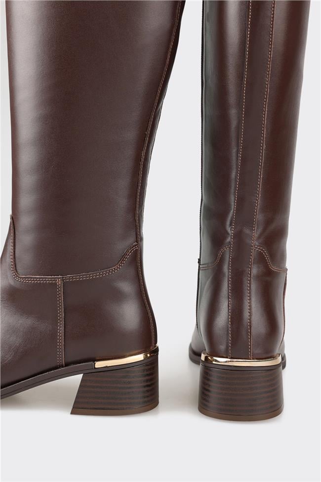 Kahve Deri Kadın Çizme