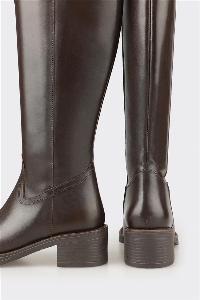 Kahve Deri Kadın Çizme