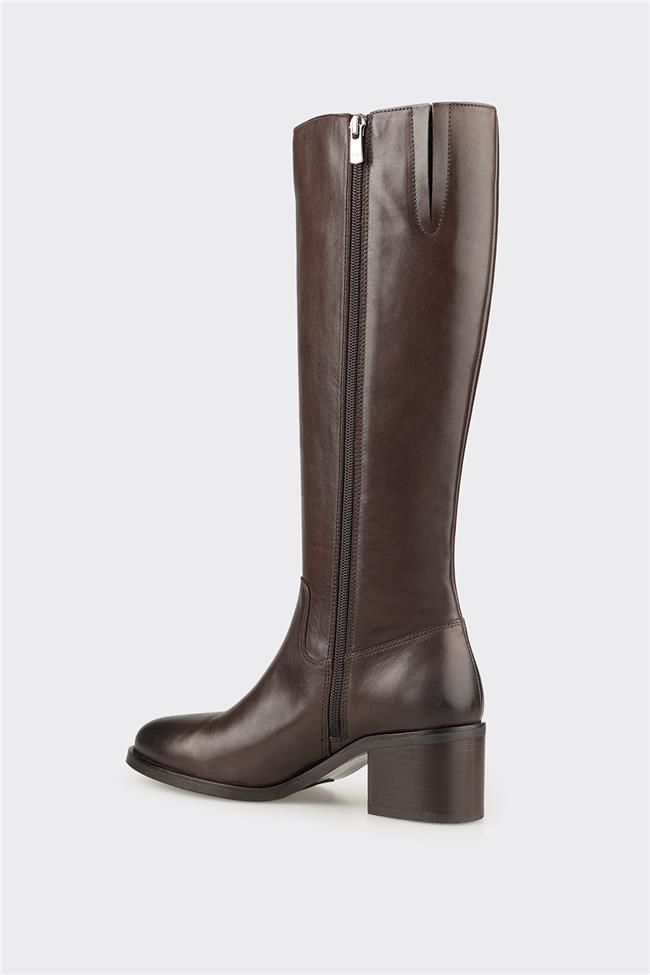 Kahve Deri Kadın Çizme