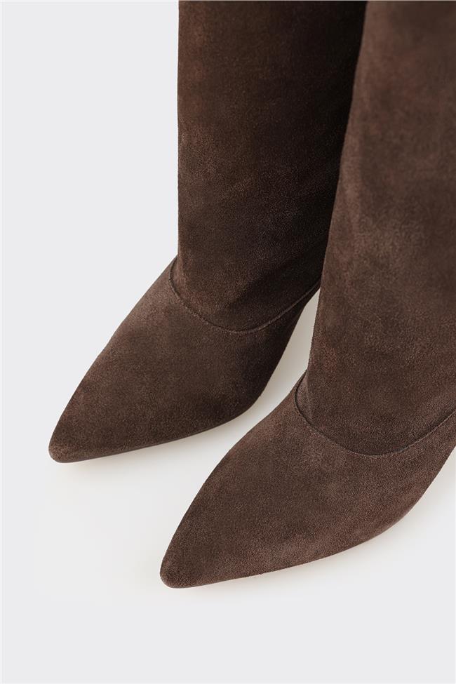 Kahve Deri Kadın Çizme