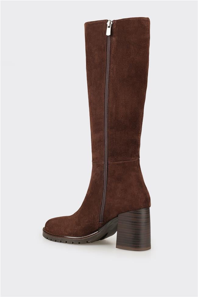 Kahve Deri Kadın Çizme