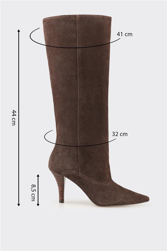 Kahve Deri Kadın Çizme