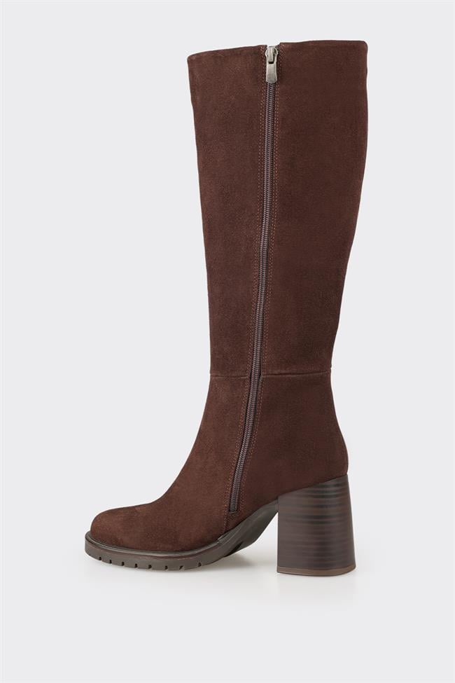 Kahve Deri Kadın Çizme