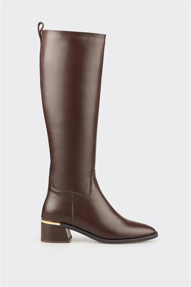 Kahve Deri Kadın Çizme