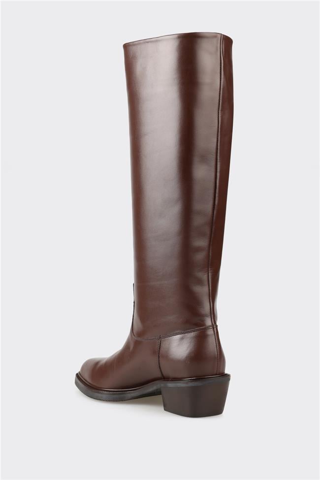 Kahve Deri Kadın Çizme