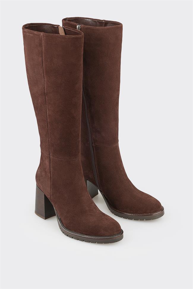 Kahve Deri Kadın Çizme