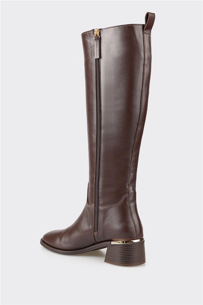 Kahve Deri Kadın Çizme