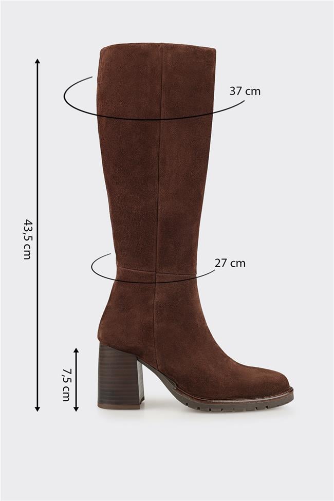 Kahve Deri Kadın Çizme