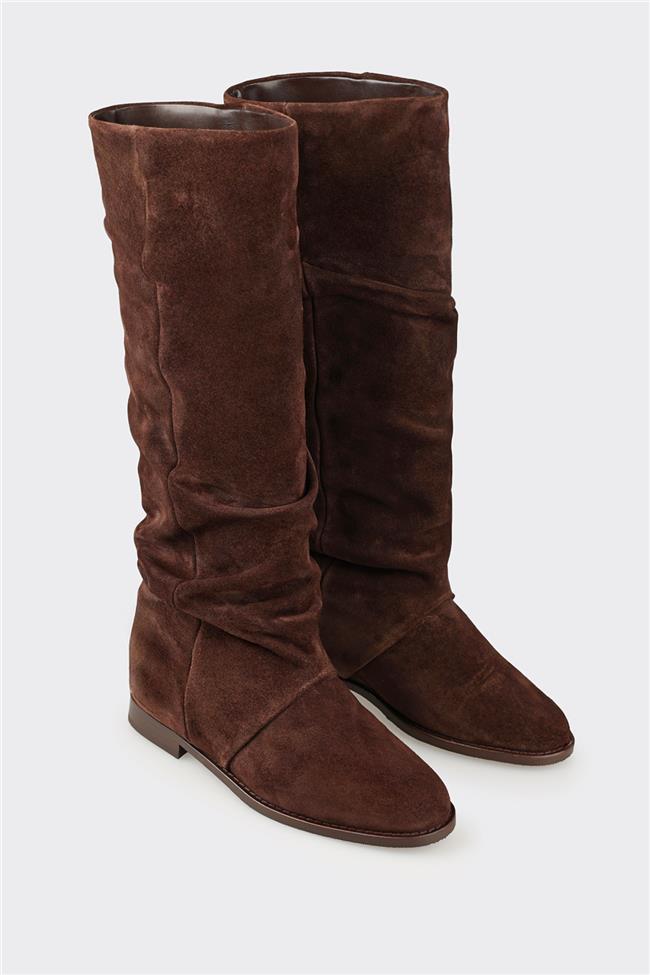 Kahve Deri Kadın Çizme