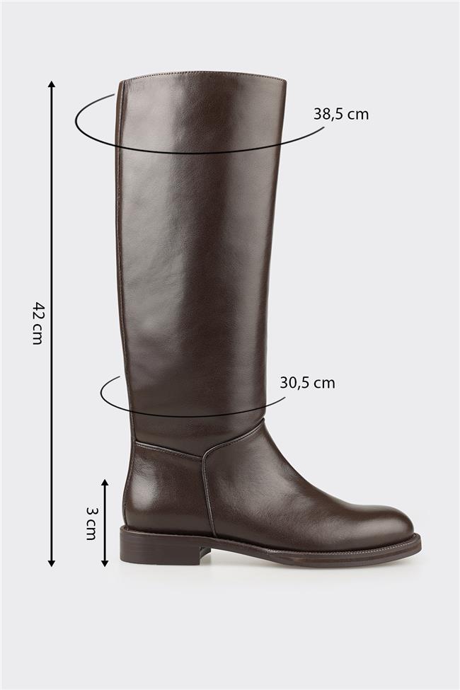 Kahve Deri Kadın Çizme