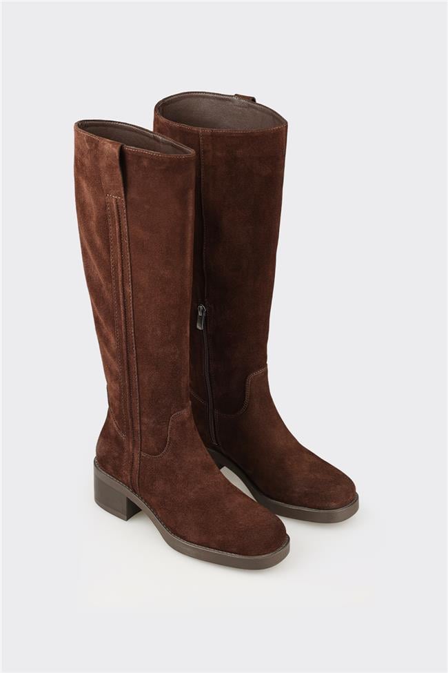 Kahve Deri Kadın Çizme