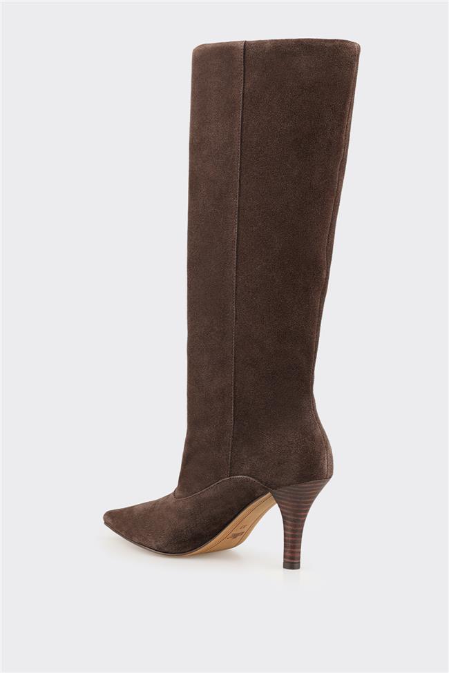 Kahve Deri Kadın Çizme