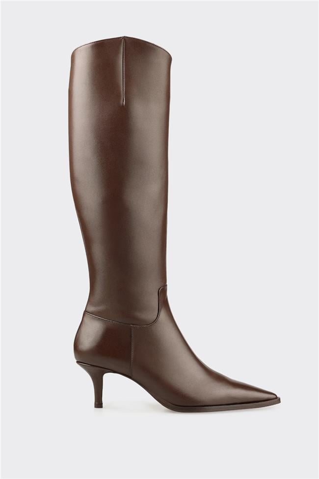 Kahve Deri Kadın Çizme