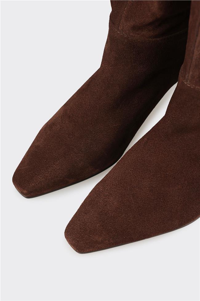 Kahve Deri Kadın Çizme