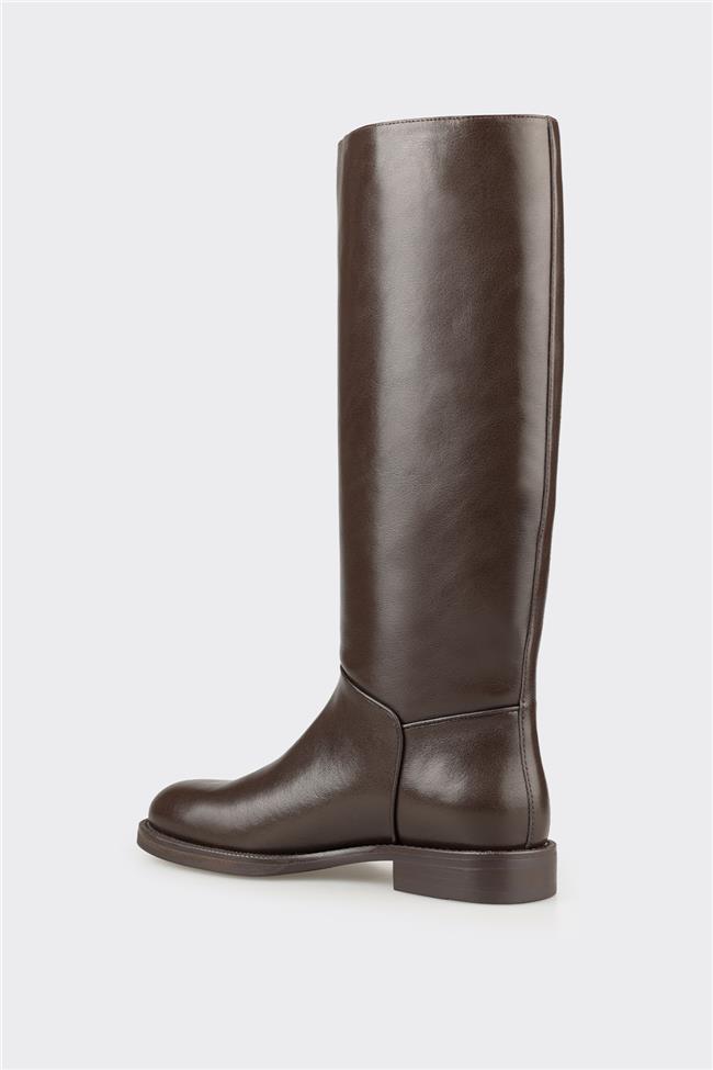 Kahve Deri Kadın Çizme